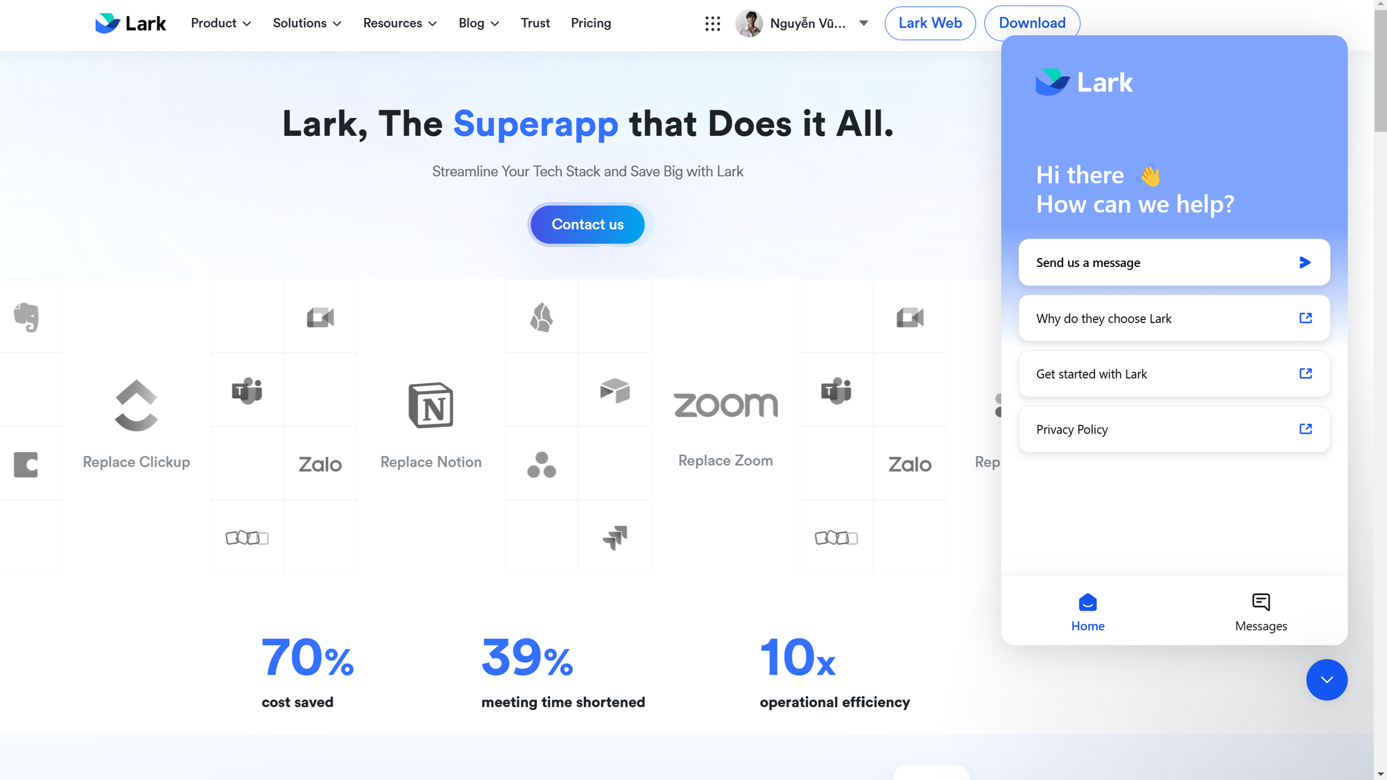 Lark hỗ trợ khách hàng