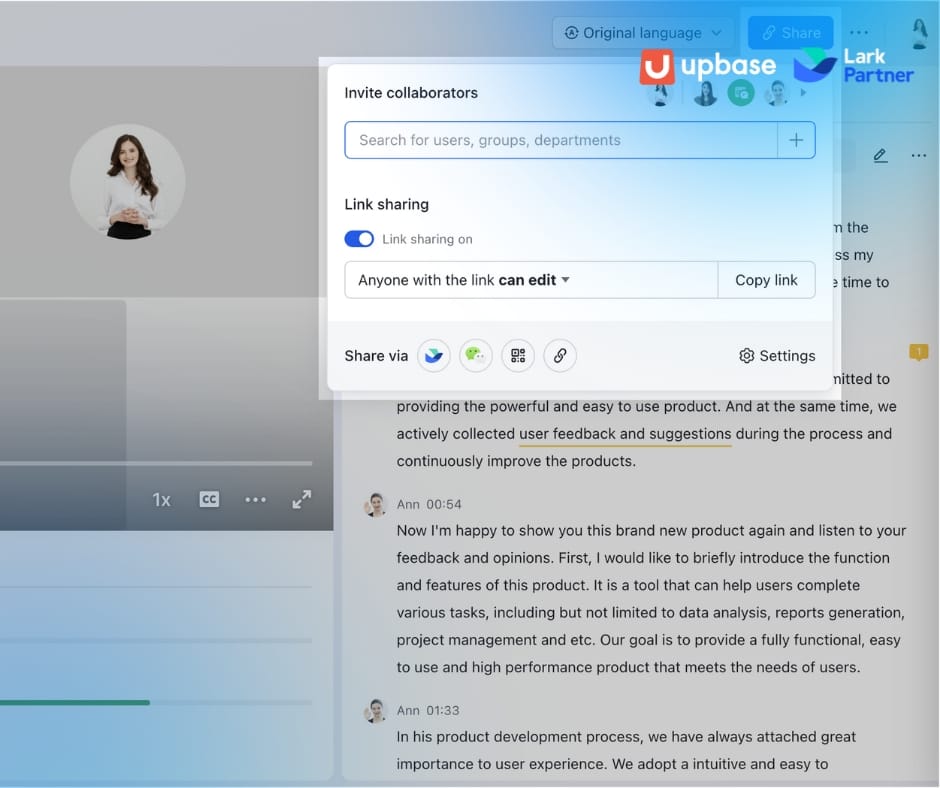 Ghi lại cuộc họp với Lark Minute