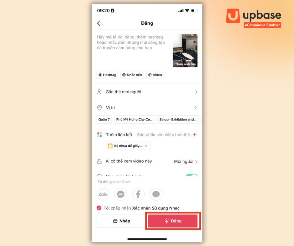 Hoàn tất quá trình ghim sản phẩm trên TikTok Shop vào video/livestream