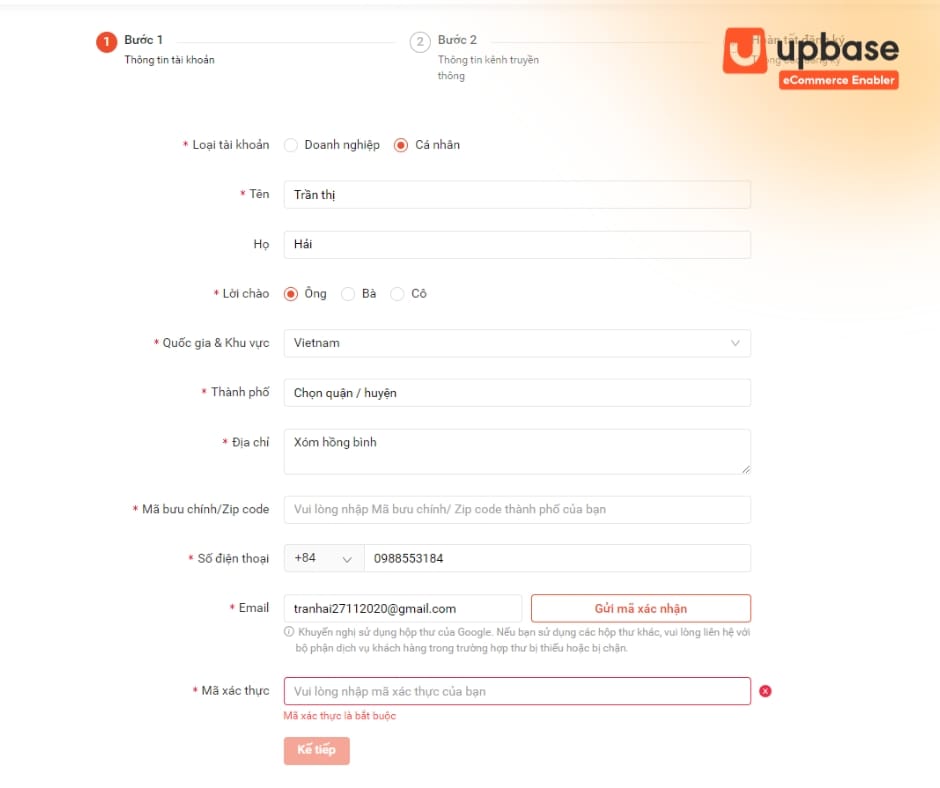 Bước 1 đăng ký làm KOC Shopee