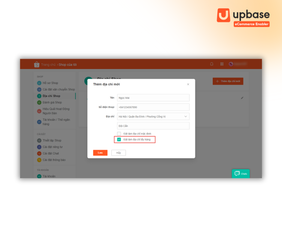 Cài đặt vận chuyển Shopee