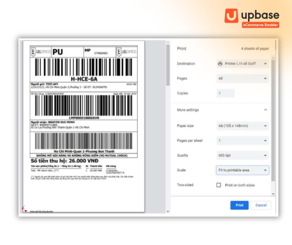 Hướng dẫn cách in tem vận chuyển Lazada
