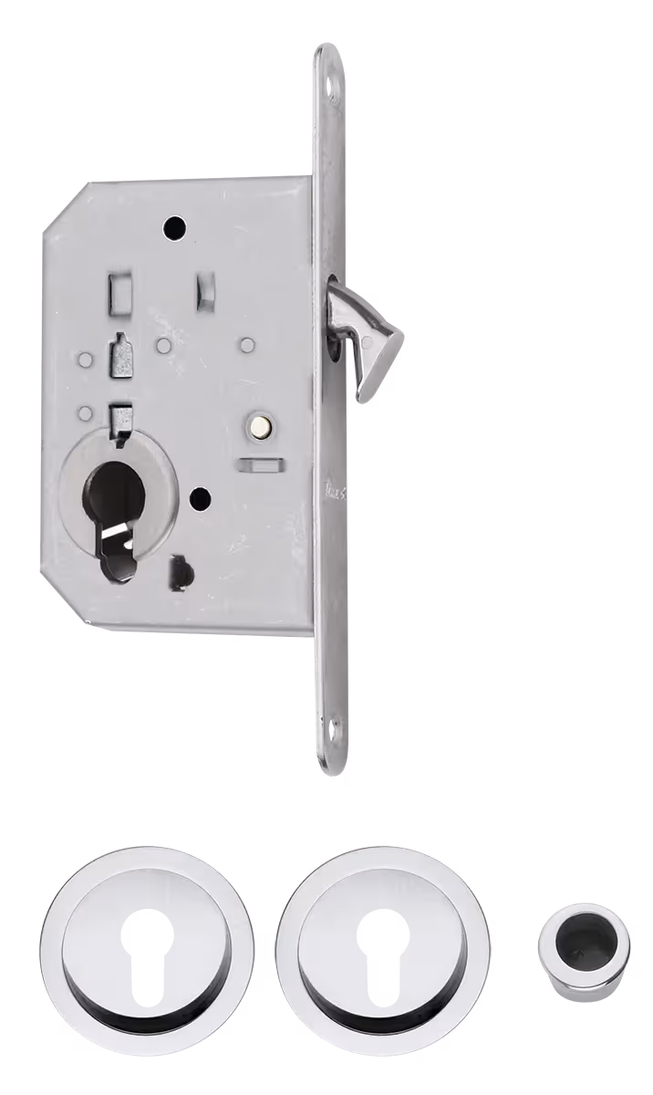 Pair of Keyhole recesses with driver, with cylinder lock