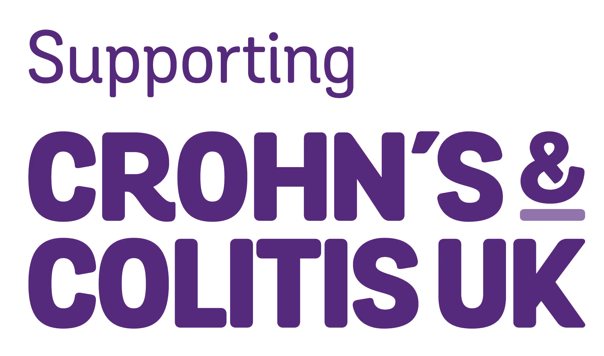 Text reads: "Supporting Crohn's & Colitis UK" in purple letters.