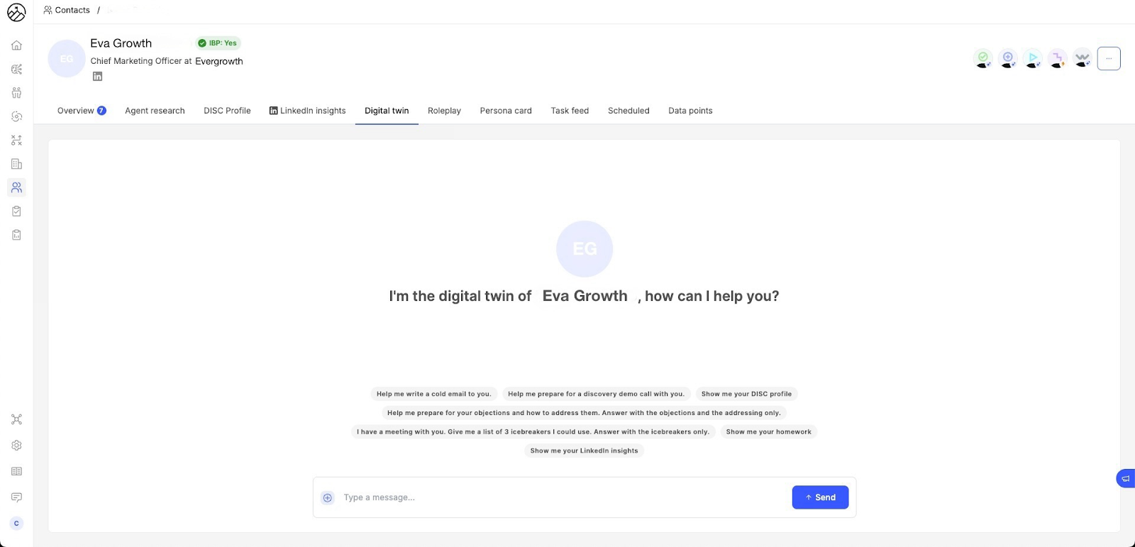 Evergrowth’s Digital Twin feature for sales teams.