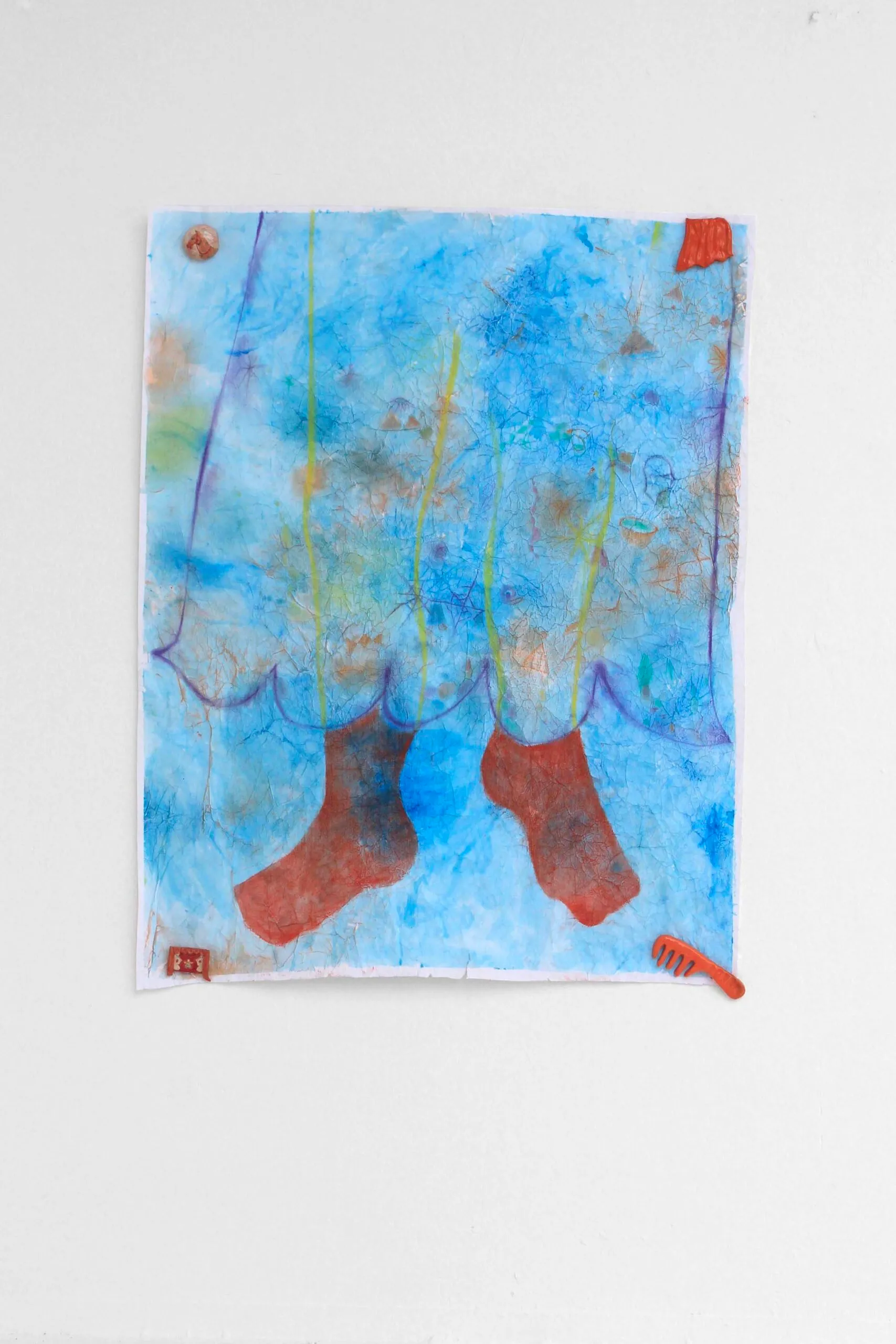 drawing o paper with glazed ceramic magnets, 160 × 130cm