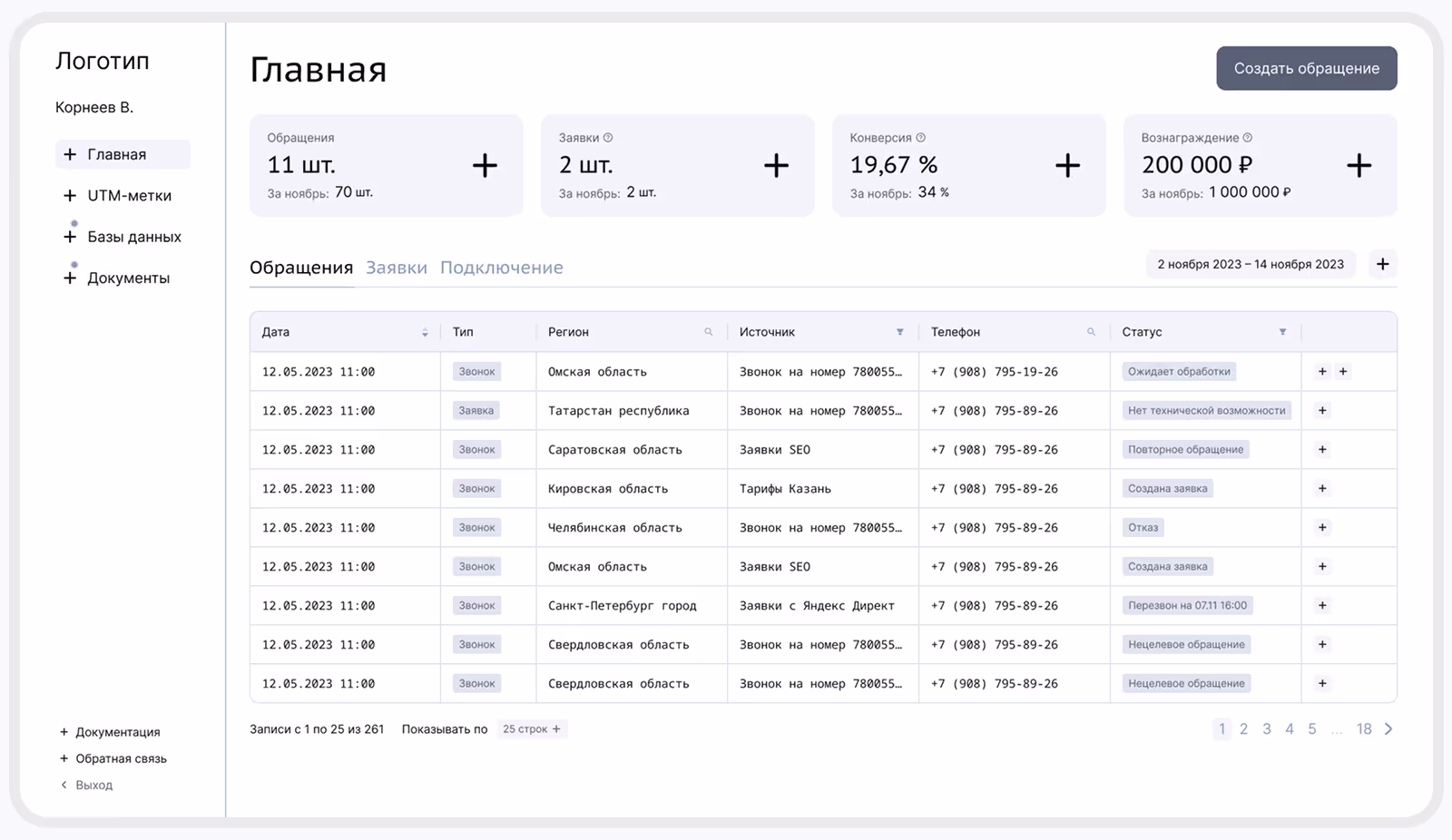 прототип личного кабинета главная