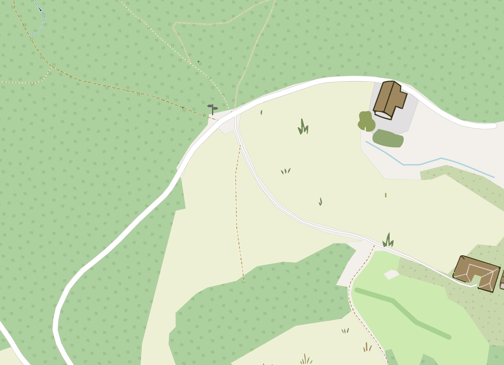 Lageplan Naturfriedhof Linz Pfenningberg mit Parkplatz und den Andachtsplätzen im Wald und auf der Wiese