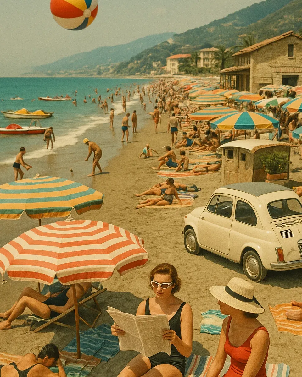 AI-generated image of people having fun at the beach