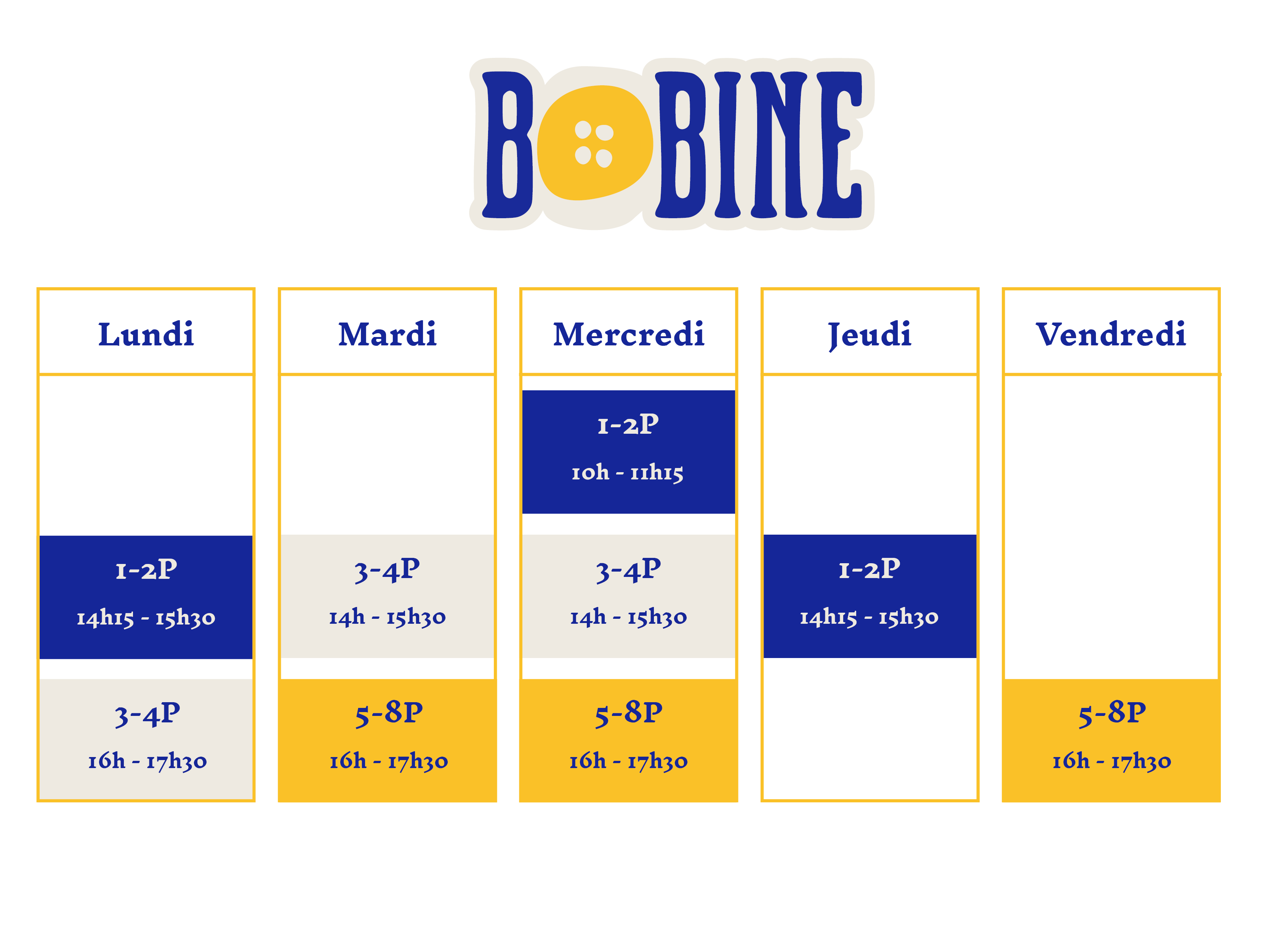 Planning ateliers bobine