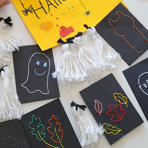 Carte brodées sur le thème d'halloween