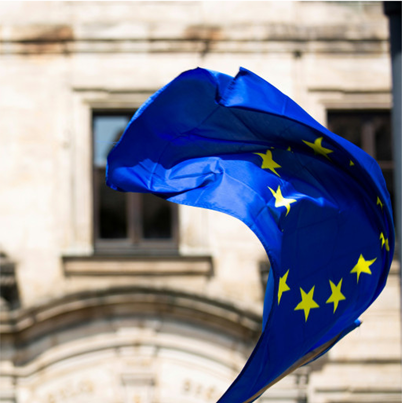 EU flying flag