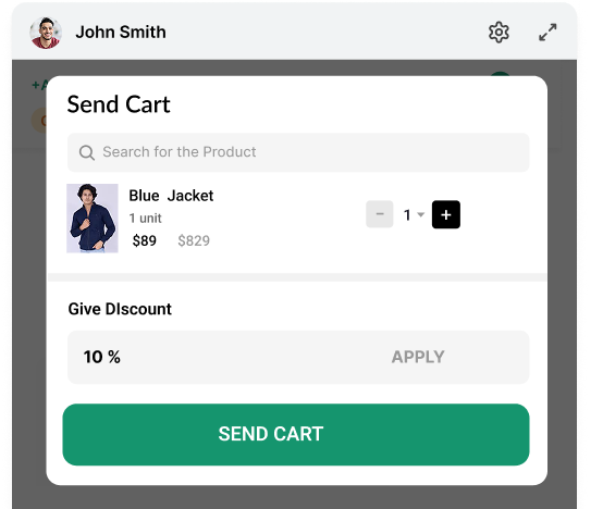 Send Carts inside WhatsApp