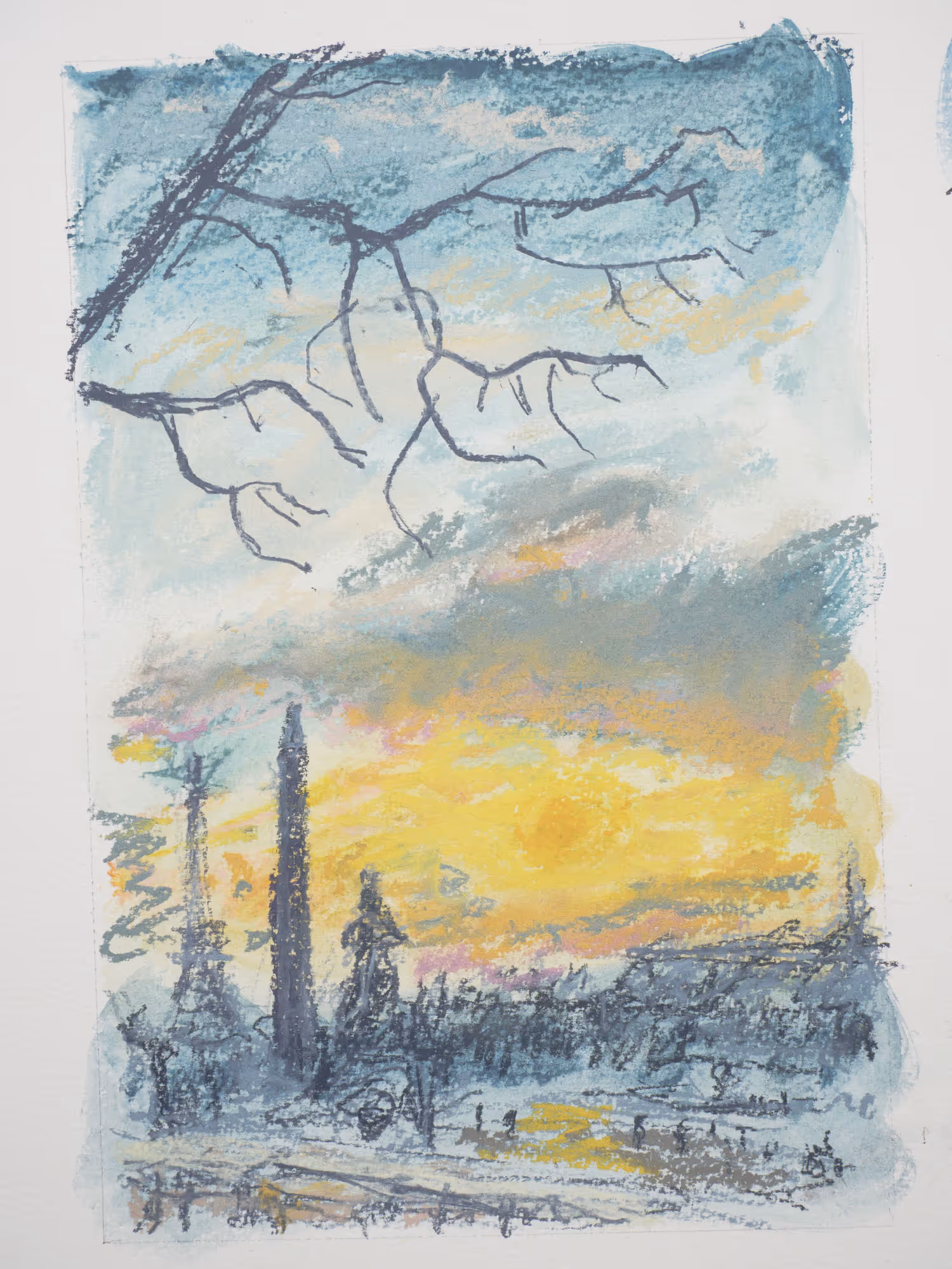Triptyque pastel sec — Vue sur la place de la Concorde — Samedi 8 mars 2025 — Matthieu Darrasse