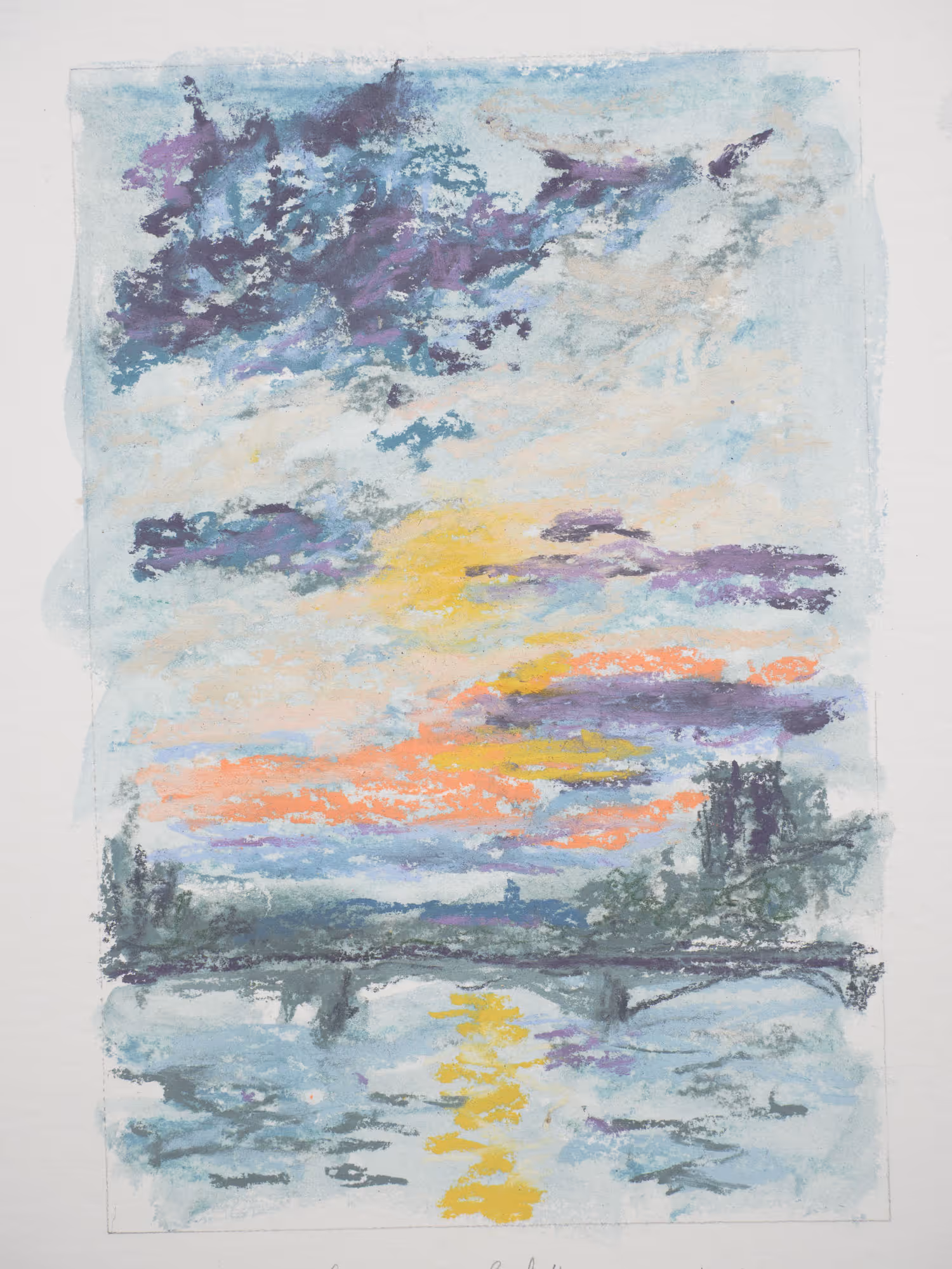 Triptyque pastel sec — vue sur le pont des Arts et le Louvre — Mardi 20 mai 2025 — Matthieu Darrasse