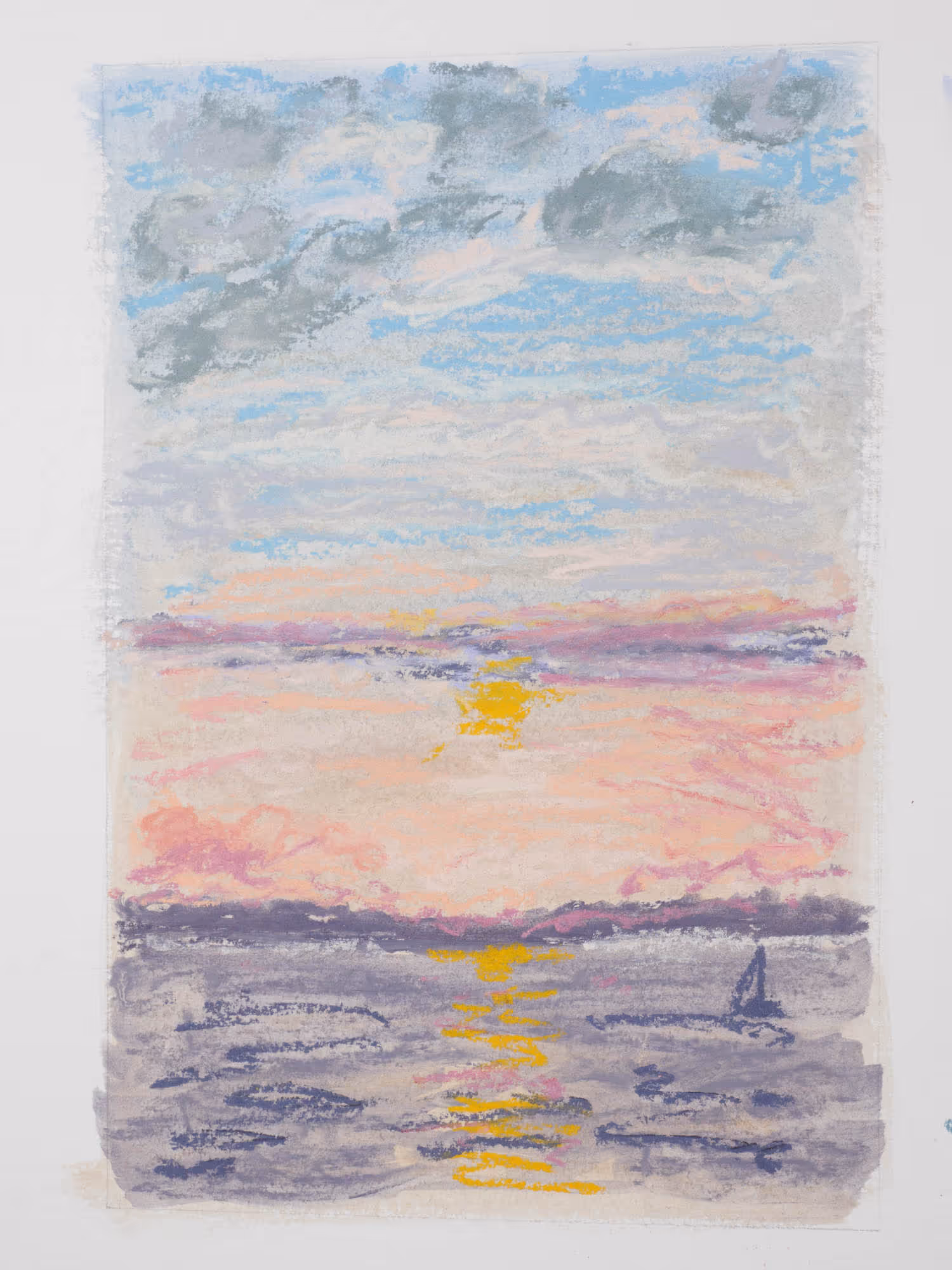 Triptyque pastel sec — vue sur le Port-la-Forêt — Lundi 1 juillet 2024 — Matthieu Darrasse