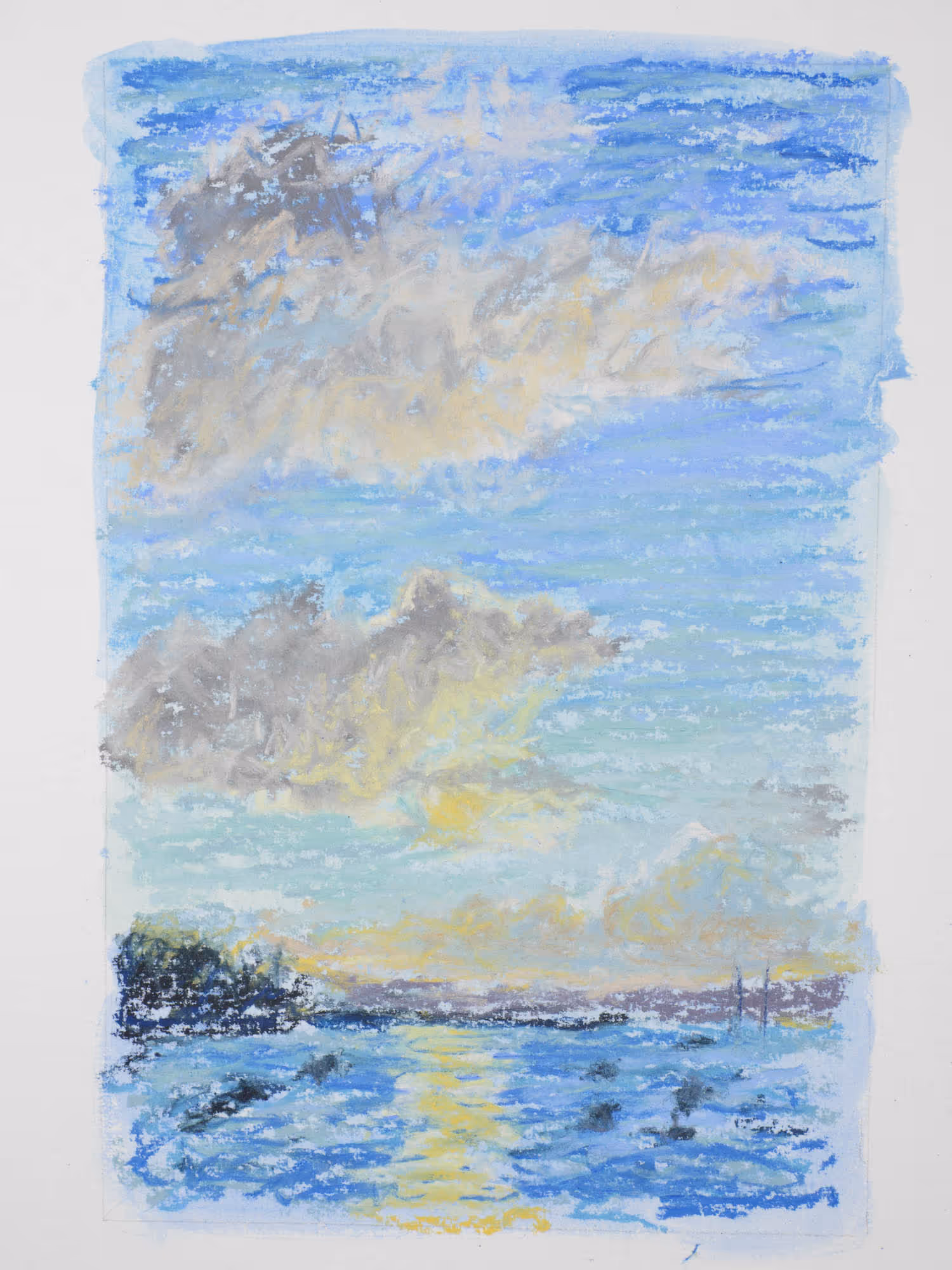 Triptyque pastel sec — vue sur la pointe du Cabellou — Mercredi 22 mai 2024 — Matthieu Darrasse