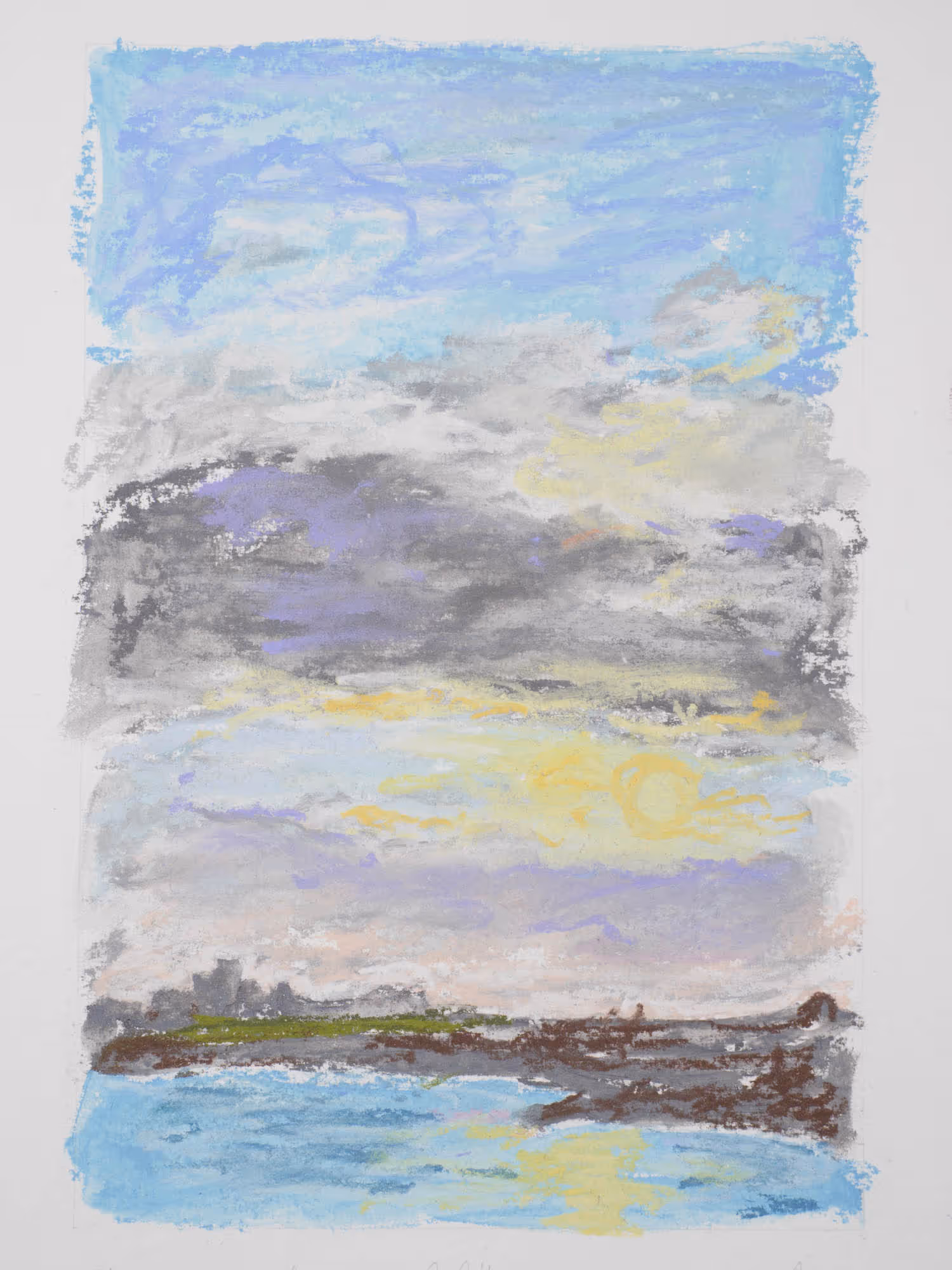 Triptyque pastel sec — vue sur le château Artaud, pointe de Trévignon — Mercredi 17 avril 2024 — Matthieu Darrasse