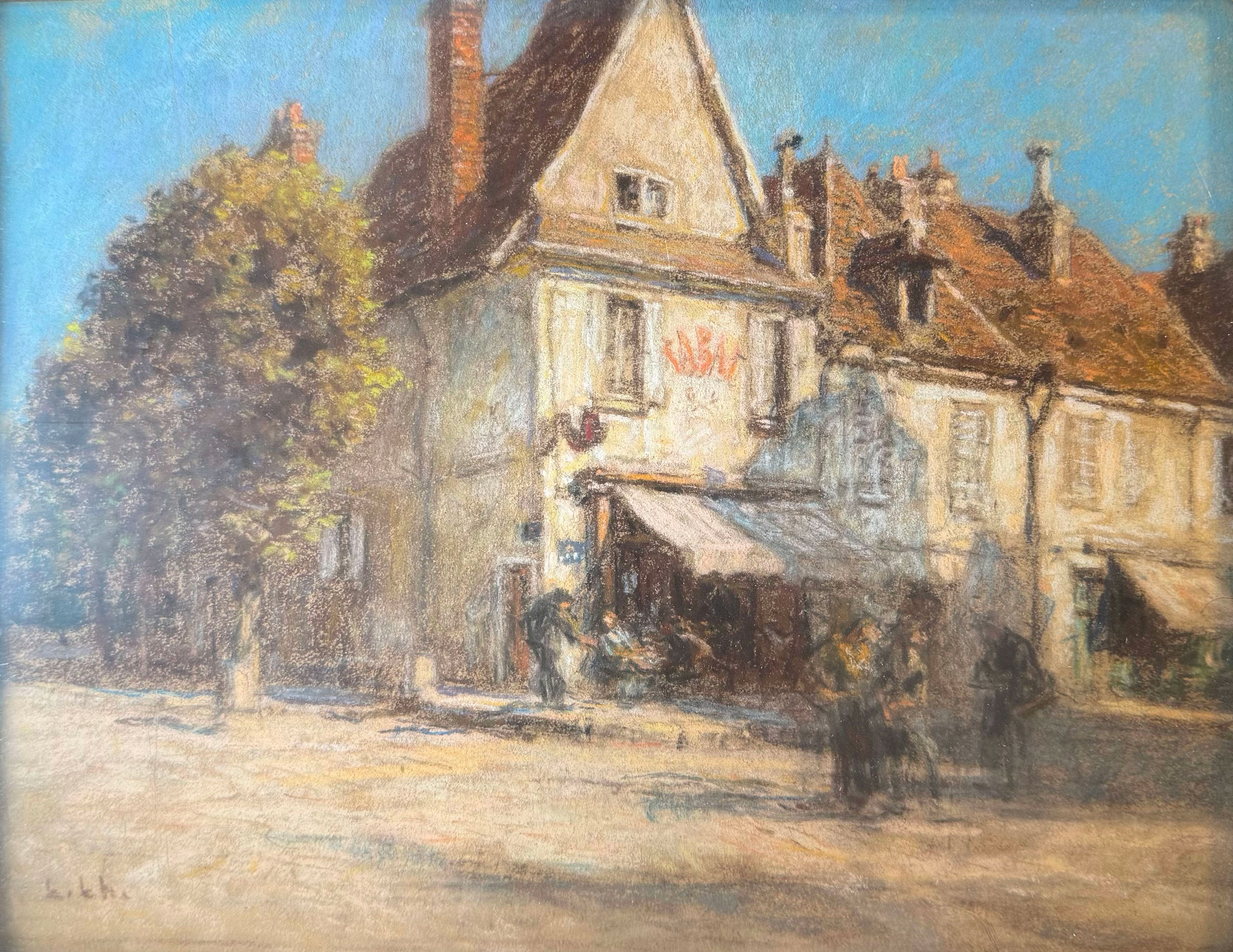 Le Cabaret, Léon Lhermitte, le café-tabac du pont Saint-Privé à Bourges, pastel 1916-1917 | L’Admoniteur
