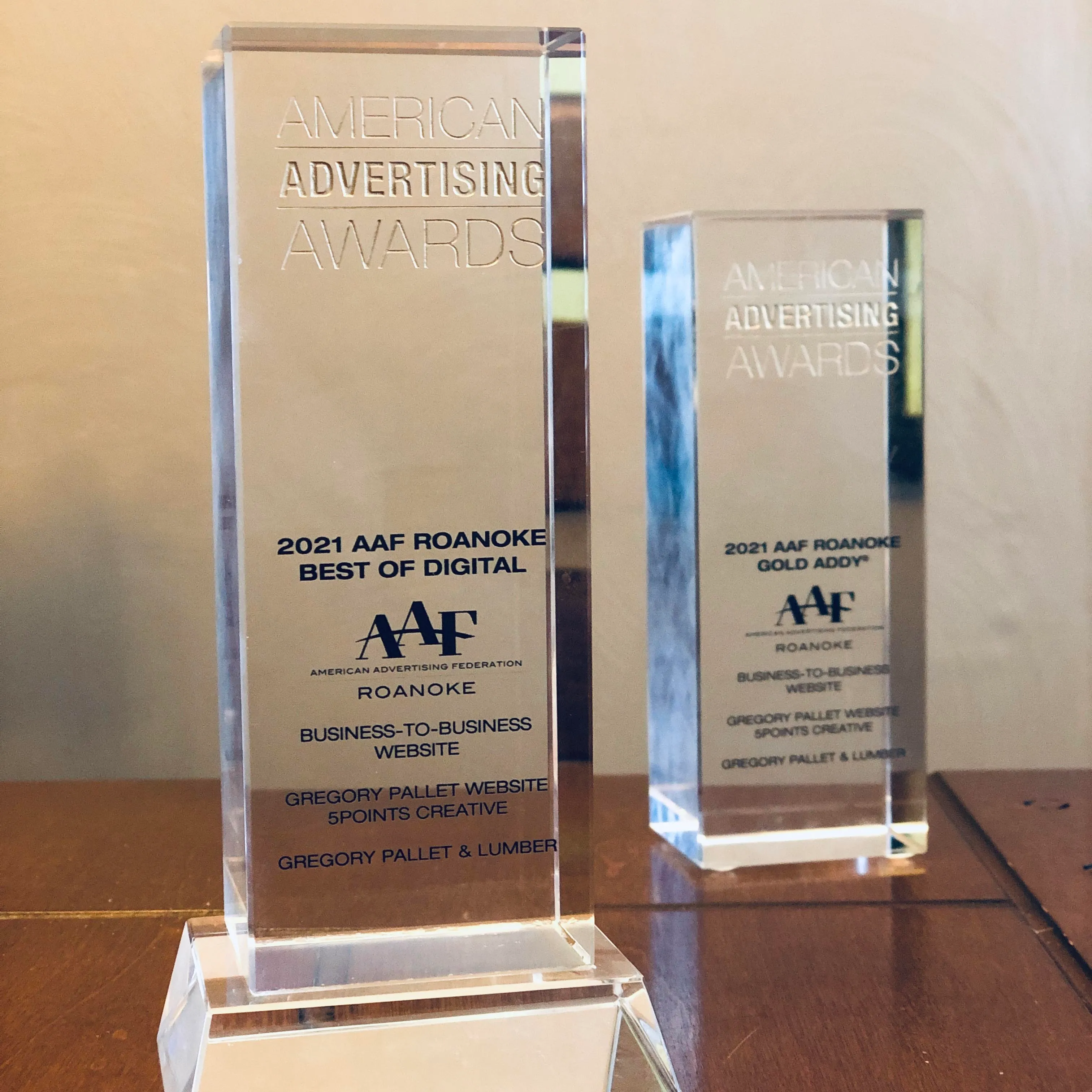 5Points Creative Awarded Gold ADDY and Best of Digital Awards at Western Virginia American Advertising Awards Gala