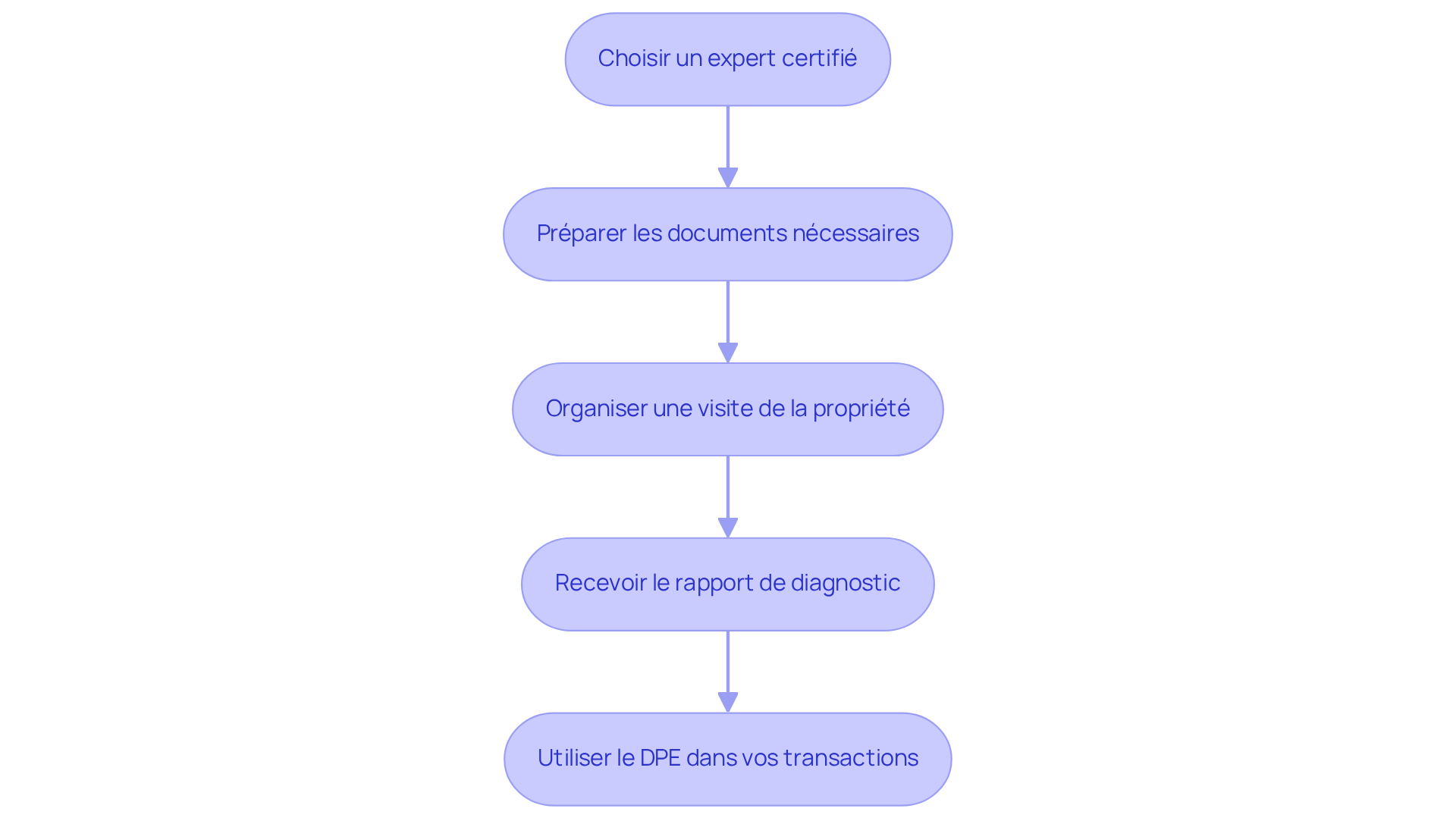Chaque étape représente une partie du processus pour réaliser un DPE. Suivez les flèches pour voir comment chaque étape mène à la suivante, vous guidant à travers le processus de manière simple et structurée.