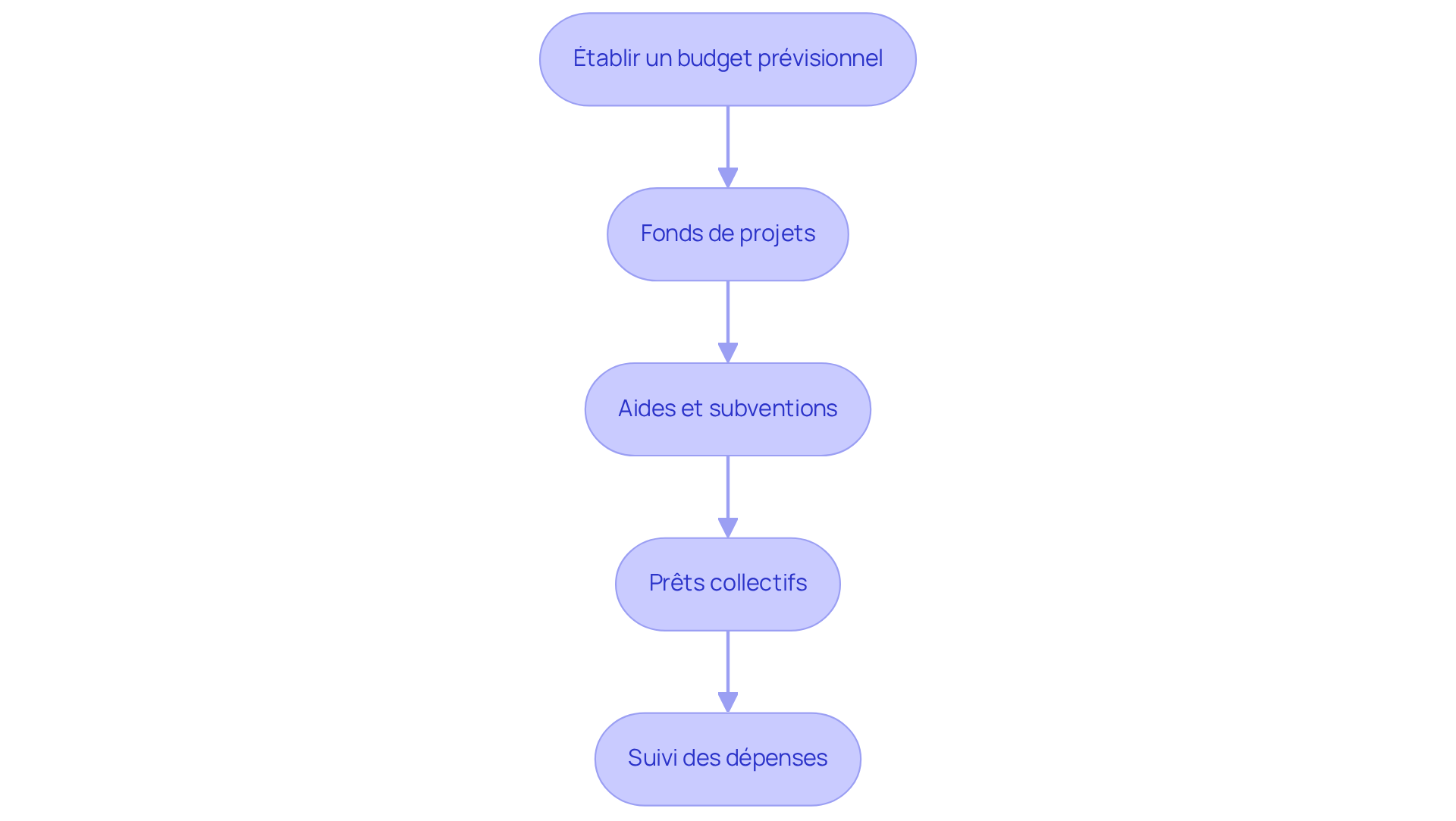 Chaque boîte représente une étape dans le processus de gestion budgétaire. Suivez les flèches pour voir comment chaque étape mène à la suivante, vous aidant à naviguer dans le financement de votre projet. Chaque boîte représente une étape dans le processus de gestion budgétaire. Suivez les flèches pour voir comment chaque étape mène à la suivante, vous aidant à naviguer dans le financement de votre projet.