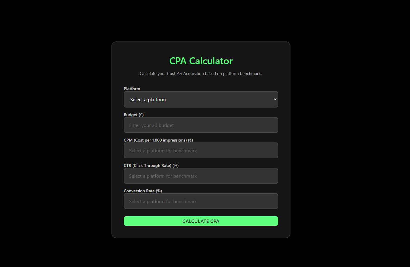 CPA calculator for social media