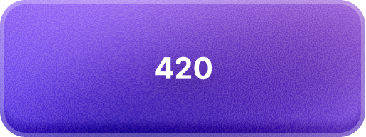 Purple rounded rectangle button with the number 420 in white centered text.