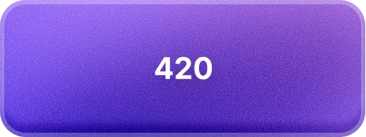 Purple rounded rectangle button with the number 420 in white centered text.