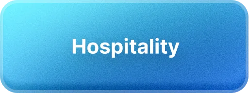 Blue gradient button with rounded corners and the word 'Hospitality' in white bold text at the center.