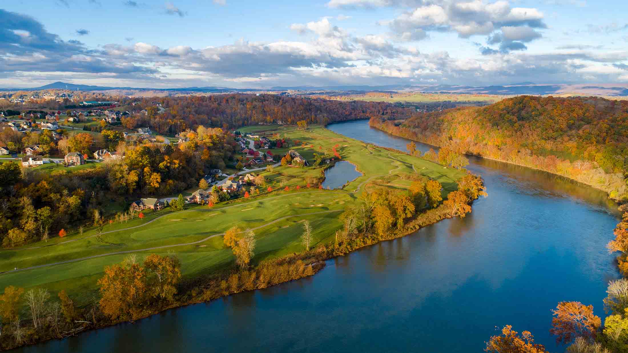 An Aerial view of a river in Pulaski County