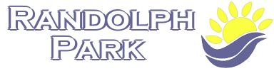 Logo of Randolph Park featuring stylized text and a sun above waves graphic.