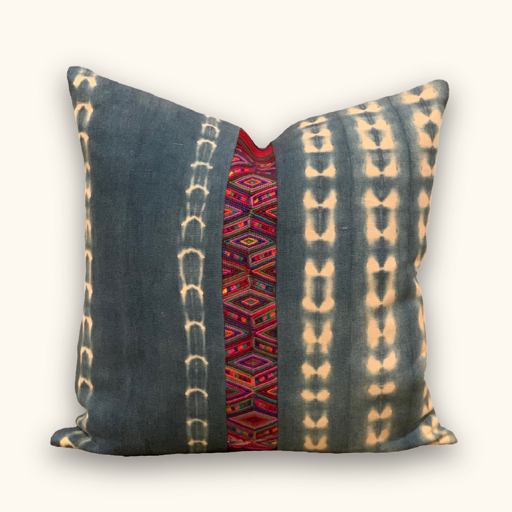 African Mudcloth Embroidered Pillow