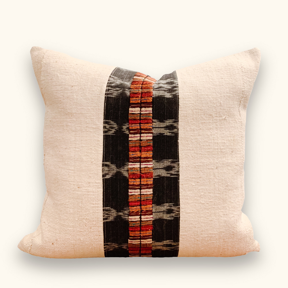African Mudcloth Embroidered Pillow