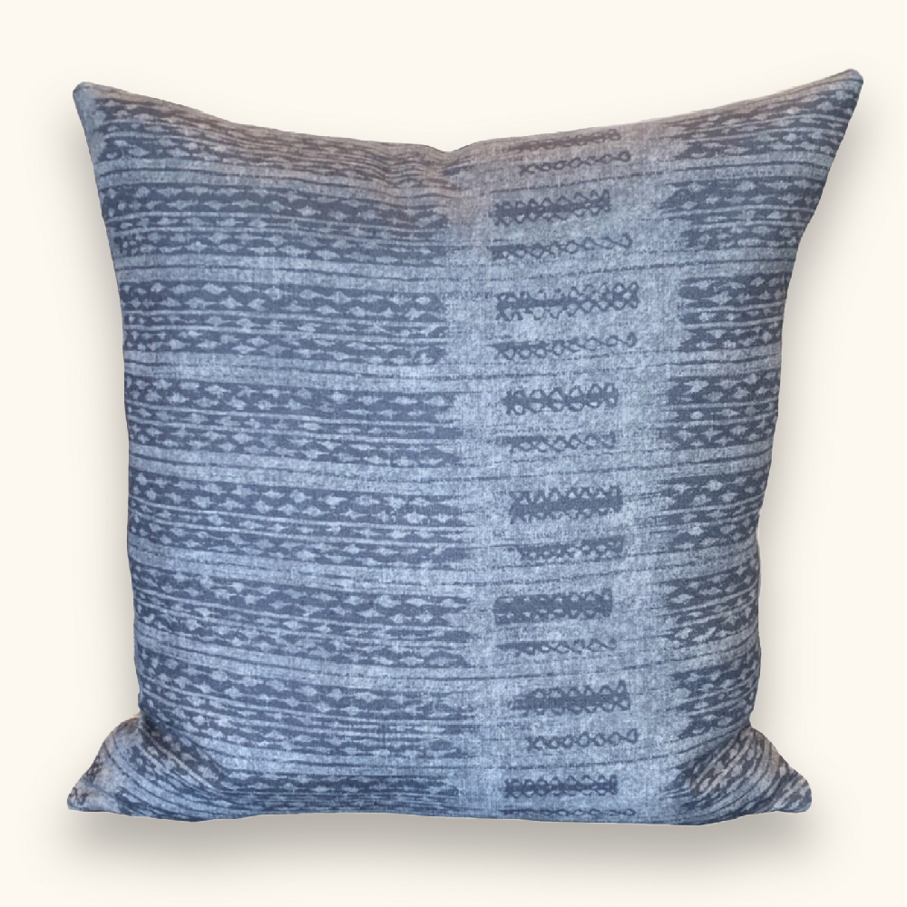 Geometric Blue Linen Pillow