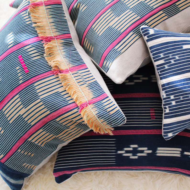 Baule Ikat Mudcloth Pillow posed image