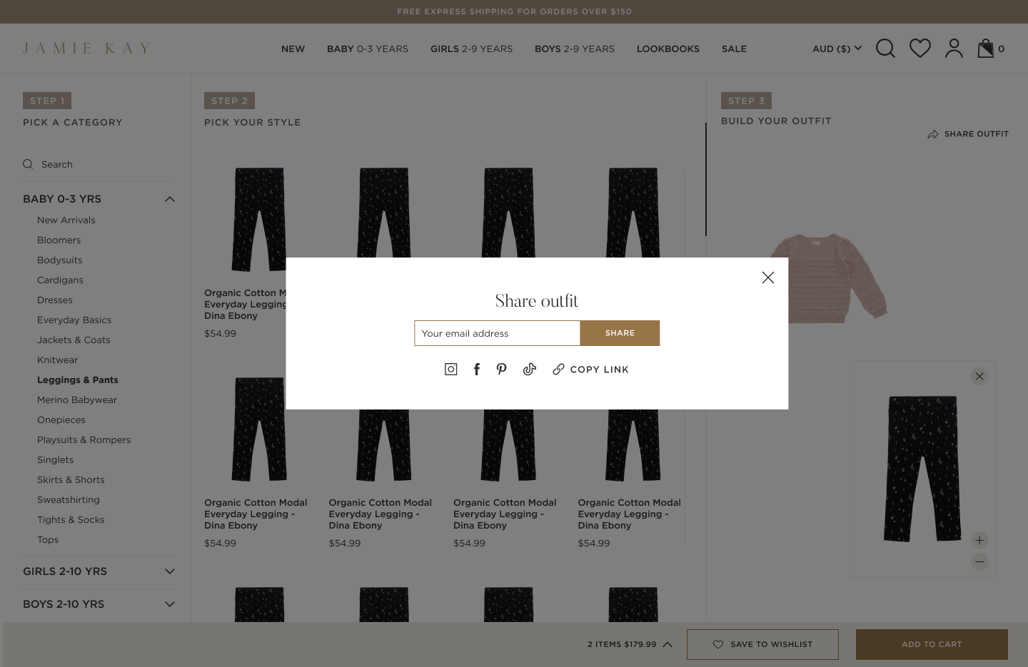 Sharing a completed Jamie Kay outfit via link