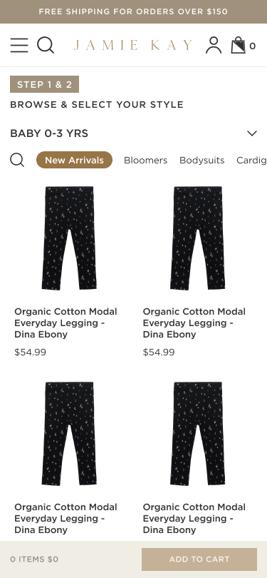 Jamie Kay Create Your Own outfit builder building an outfit on mobile