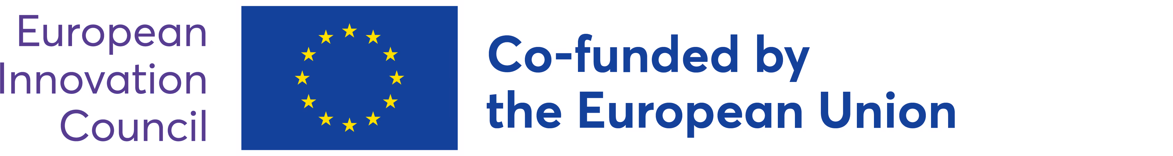 European Innovation Council text and European Union flag with text Co-funded by the European Union.