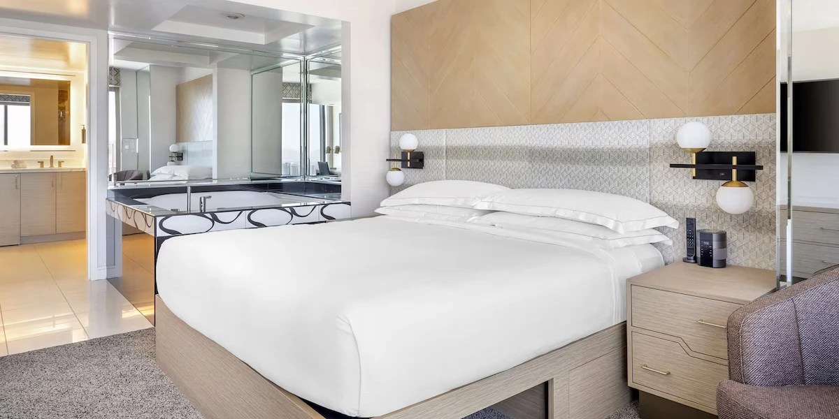 Bedroom at Hilton Grand Vacations Club Elara Center Strip Las Vegas.