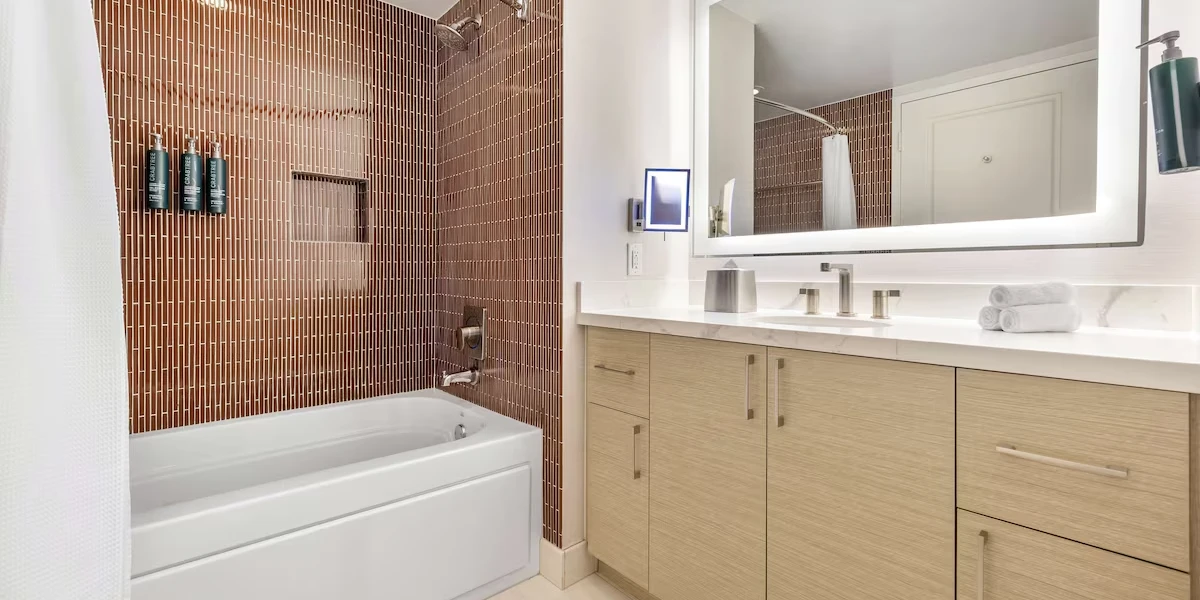 Bathroom at Hilton Grand Vacations Club Elara Center Strip Las Vegas.