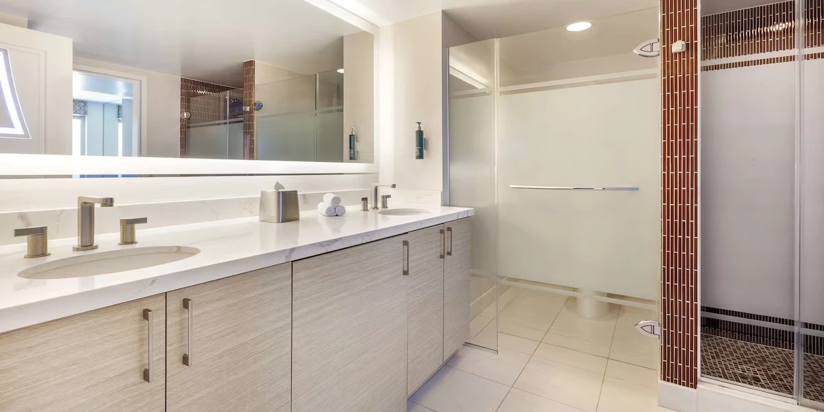 Bathroom at Hilton Grand Vacations Club Elara Center Strip Las Vegas.