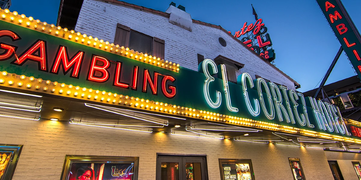 Hotel Exterior at El Cortez Hotel and Casino Las Vegas.