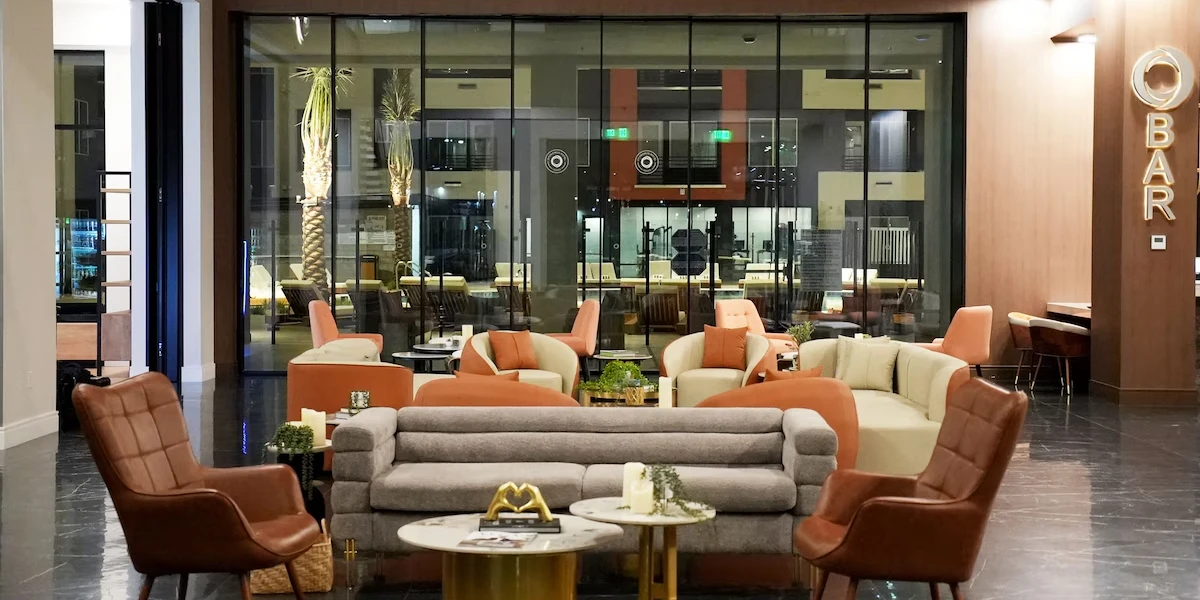 Lobby at Otonomus Hotel Las Vegas.