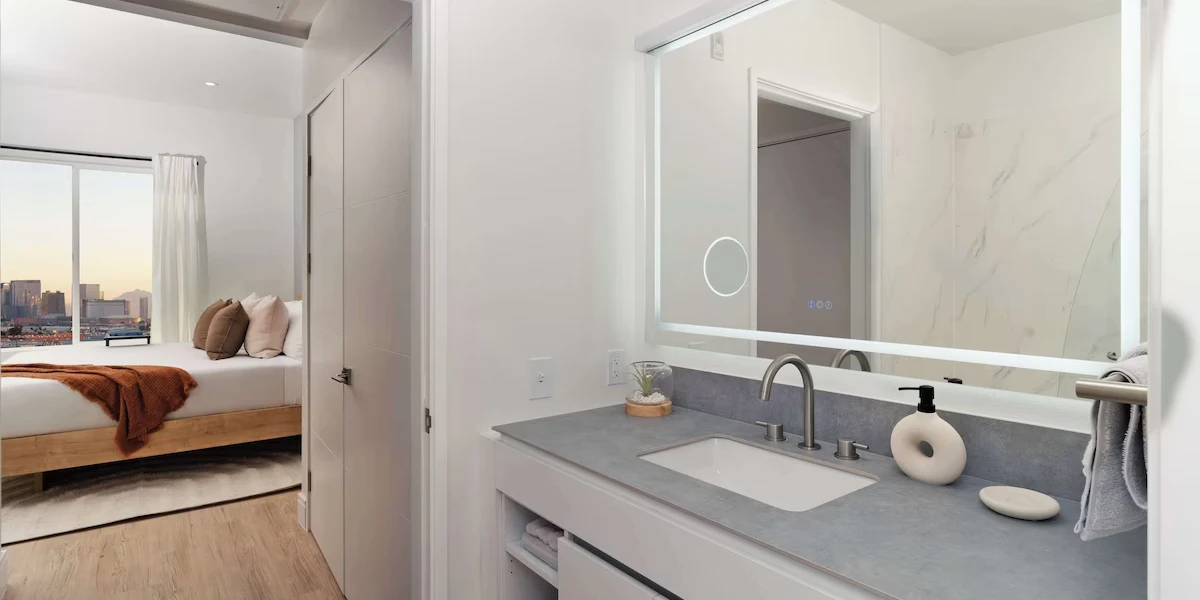 Bathroom at Otonomus Hotel Las Vegas.