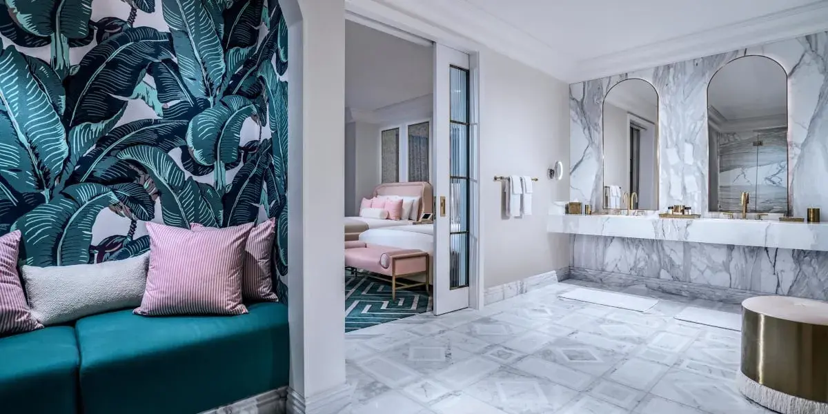 Grand Blush Suite Bathroom at Palms Casino Resort Las Vegas.