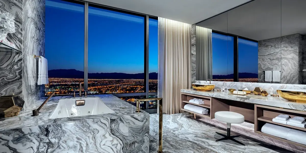 Two Story Sky Villa Bathroom at Palms Casino Resort Las Vegas.