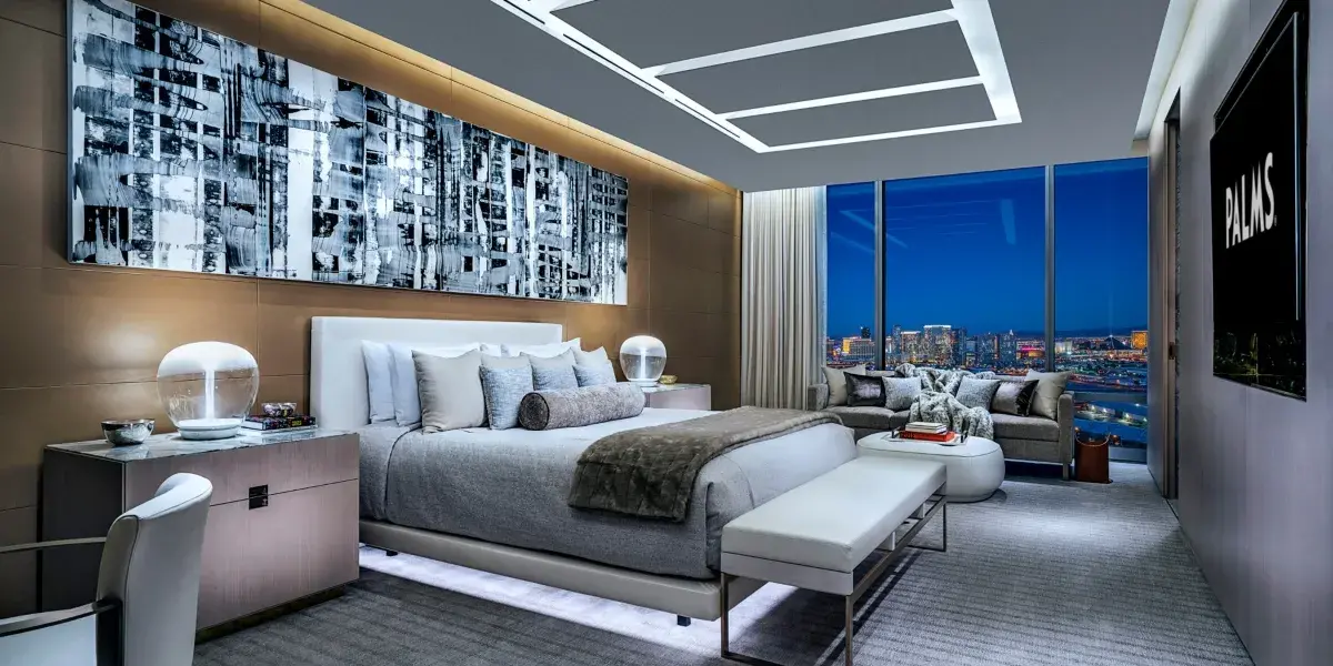 Two Story Sky Villa Bedroom at Palms Casino Resort Las Vegas.