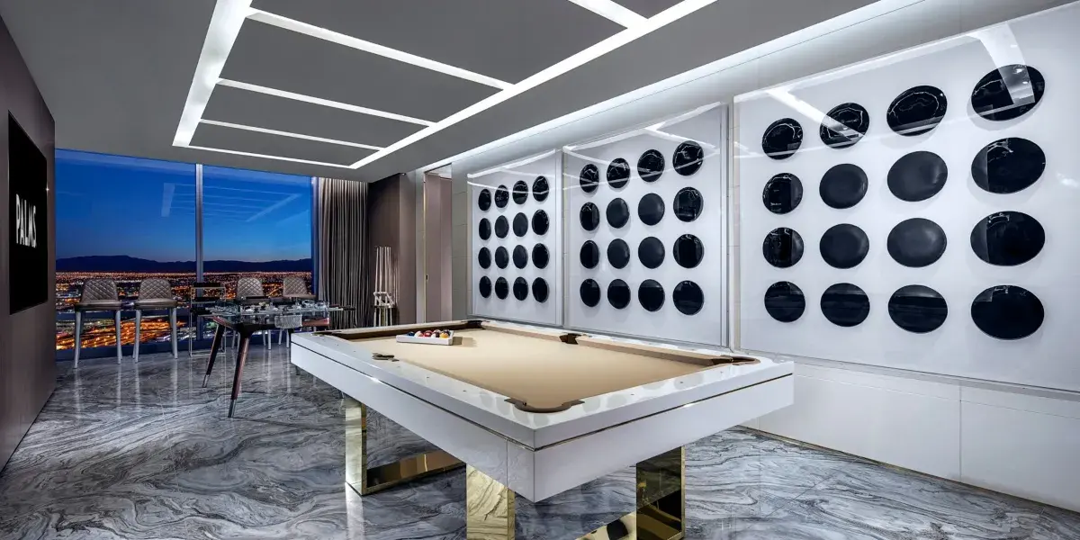 Two Story Sky Villa Pool Table at Palms Casino Resort Las Vegas.
