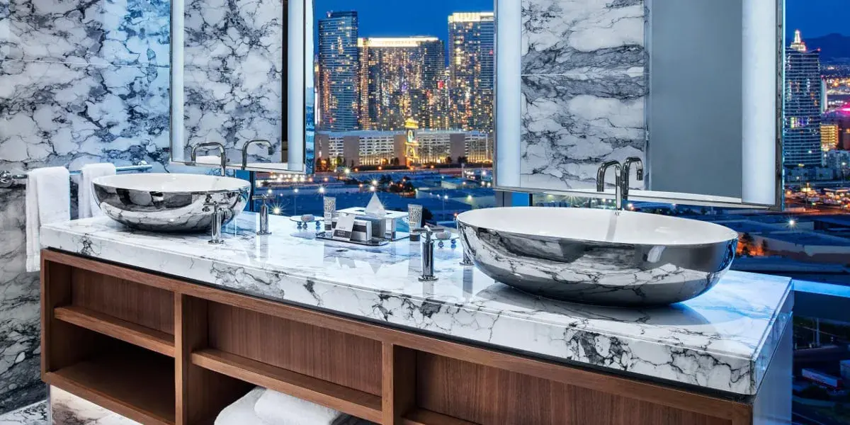 Two Story Sky Villa Bathroom at Palms Casino Resort Las Vegas.